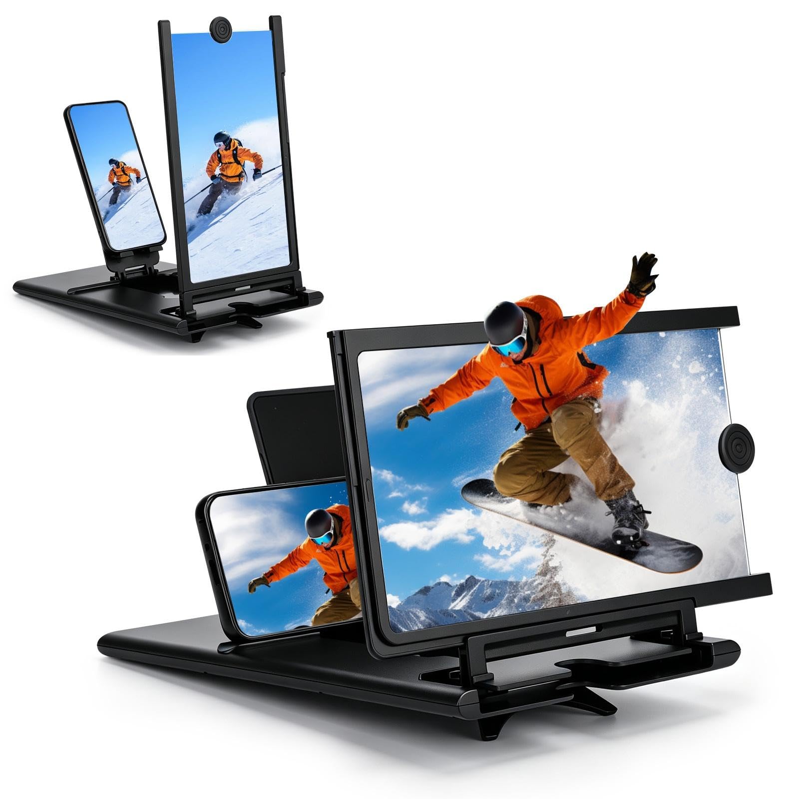 12" Screen Magnifier for Cell Phone, Foldable Phone Stand Screen Enlarger | HD 3