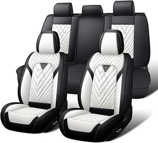 Car Seat Covers Full Set for Toyota Corolla 2000-2026, Waterproof Nappa Leather Car Seat Cover, Full Coverage Car Seat Covers Sets(5 Seats/Black White)