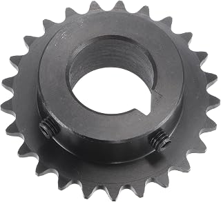 uxcell 25 Tooth Roller Sprocket B Type, #25 Chain, Single Strand 1/4" Pitch, 20mm Bore Black Oxide C45 Carbon Steel, Keyway with Set Screws for ISO 04C