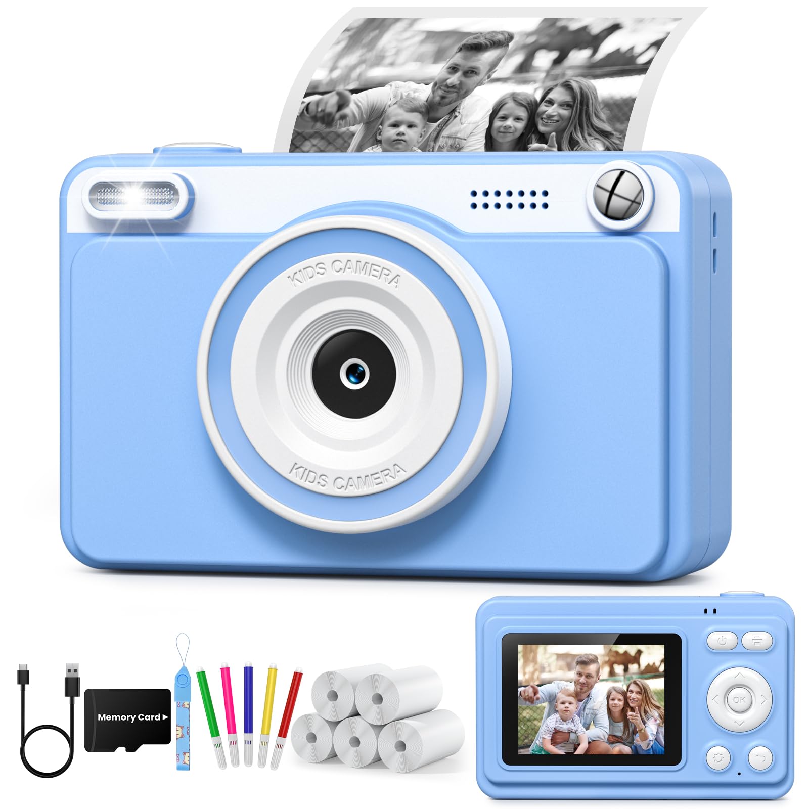 GREENKINDER Kids Camera Instant Print 2.4" Screen, 1080P Digital Camera Toy | Ch