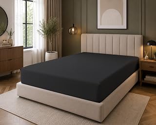 Ruby Deals Egyptian Cotton Fitted Sheet 300TC 30cm Deep, King Charcoal