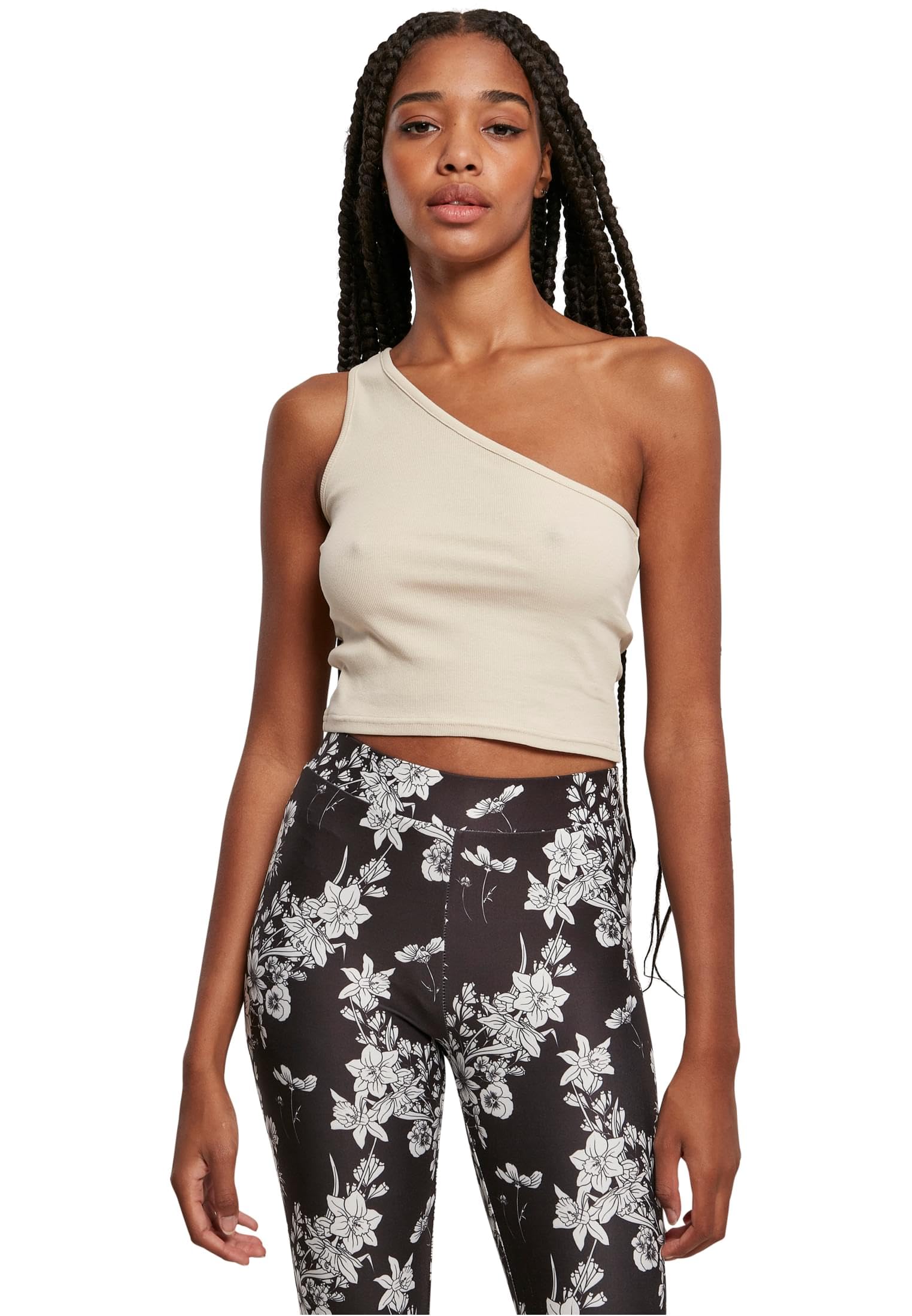 Urban Classics Women's Ladies Cropped Asymmetric Top Sports Tank Top (Pack of 1)