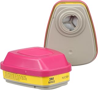 3M P100 Respirator Cartridge/Filter 60923, NIOSH Approved, 1 Pair | Helps Protect Against Organic Vapors, Acid Gases, and Particulates, Magenta/Yellow