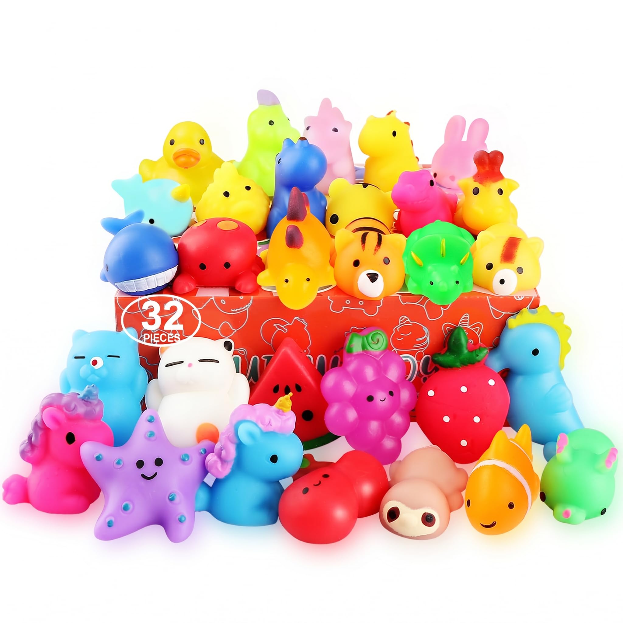 nobasco Squishies, 32 Pack Mochi Squishy Toys - Kawaii Cat Squishys Slow Rising 