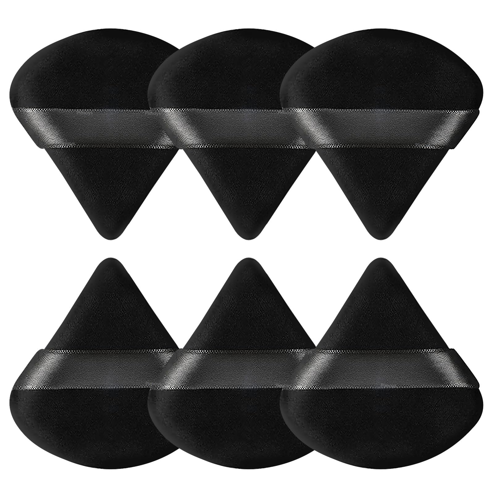 Pimoys Powder Puffs, 6 Pack Triangle Makeup Puff, Black | Soft Velour, Triangle 