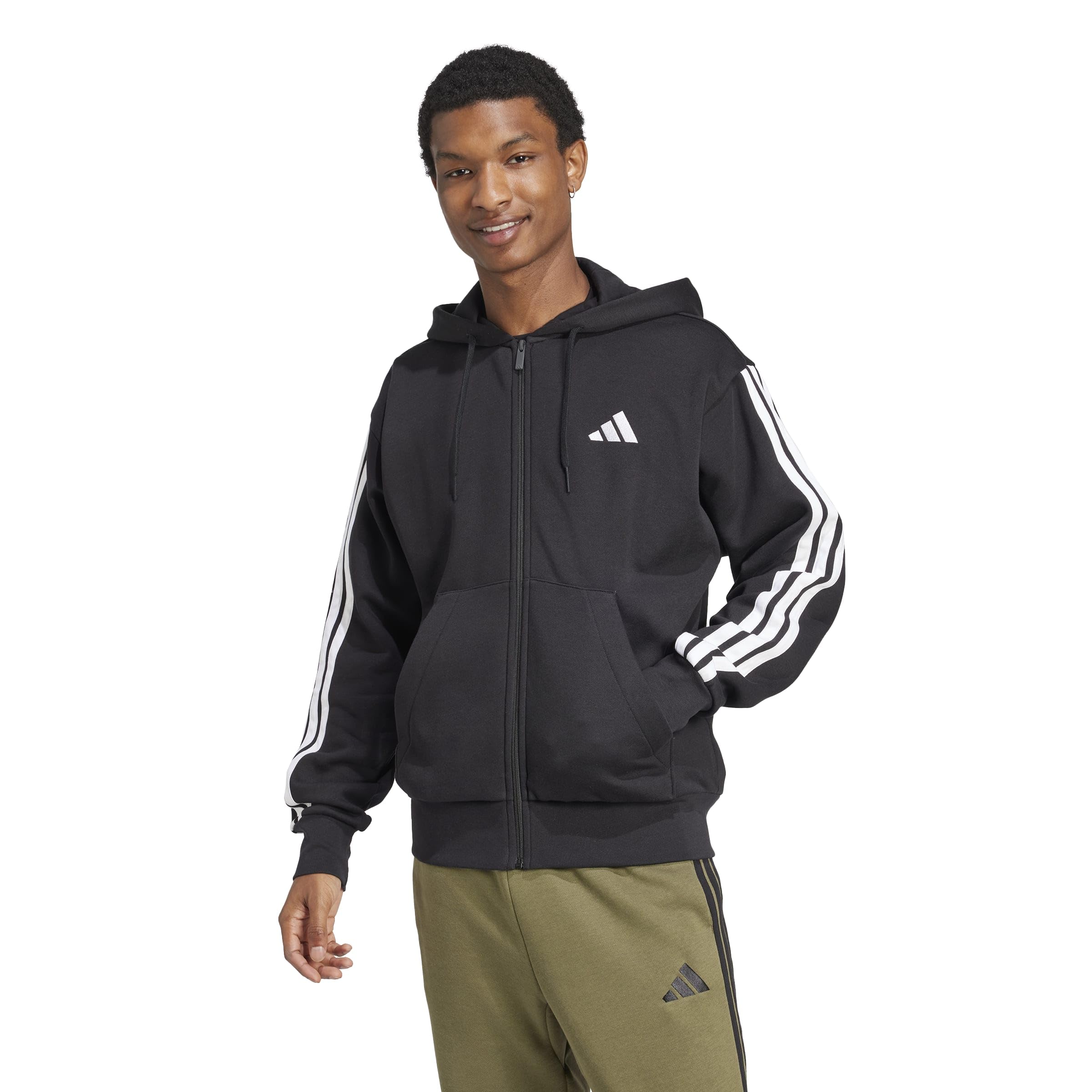 adidas Mens Essentials 3-Stripes Fleece Hoodie Casual Outerwear Casual - Green
