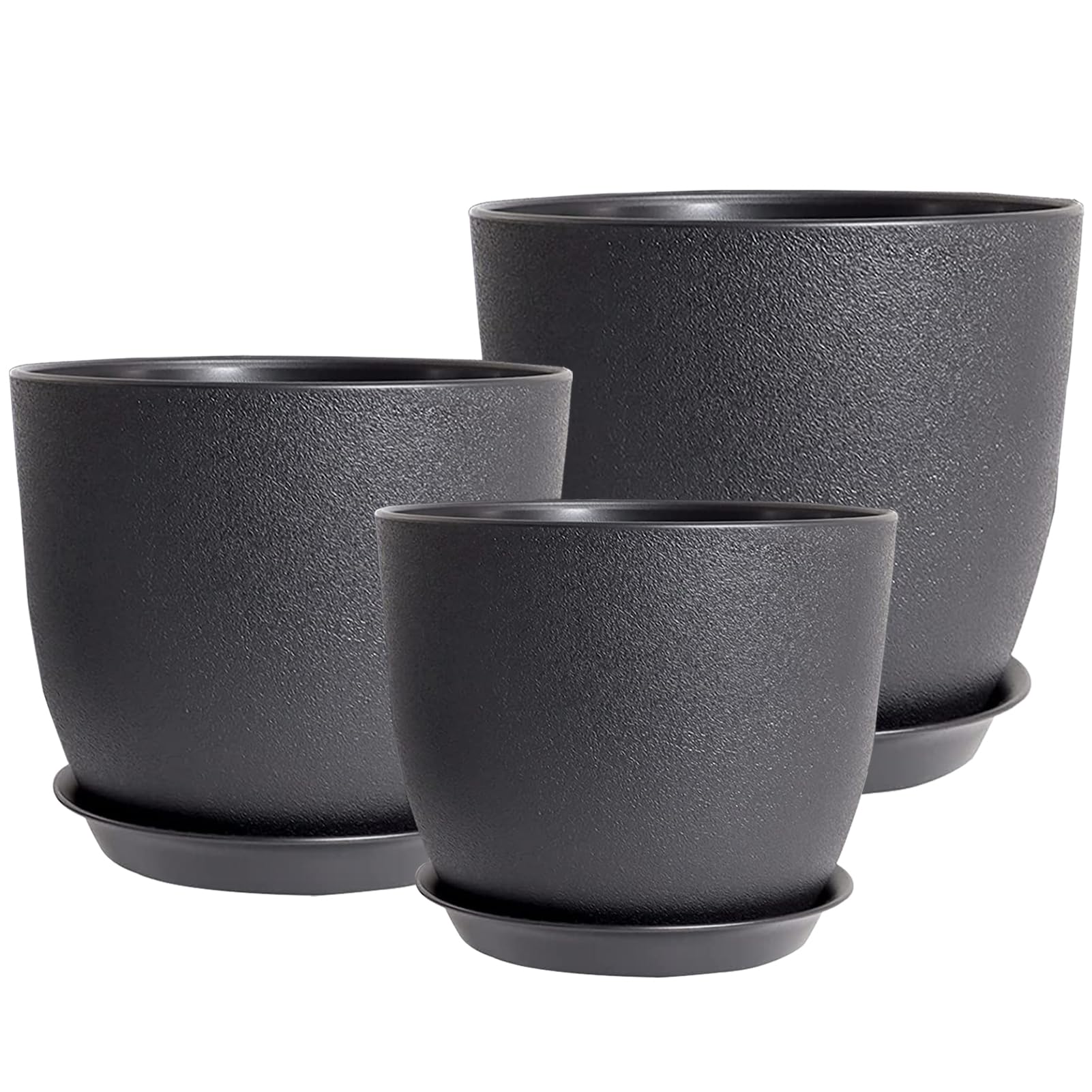 PROFIKLA 20cm, 18cm, 16cm Plastic Plant Pots, Plant Pots with Drainage Holes and