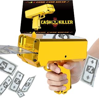 Money Gun, Cash Cannon Shooter Toy Gun, Holds Up to 130 Play Bills | Make It Rain Electric Cash Spray Gun, Perfect for Weddings, Bachelor Parties, Birthdays, Nightclubs; Great Christmas Gift