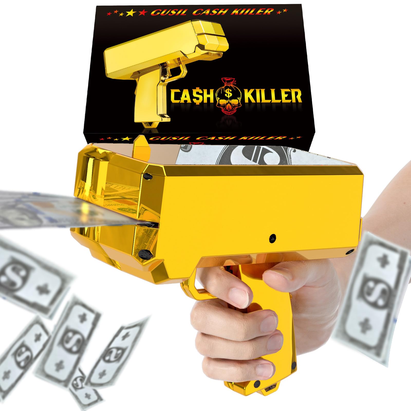 Money Gun, Cash Cannon Shooter Toy Gun, Holds Up to 130 Play Bills | Make It Rai