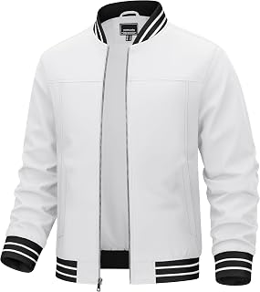 TACVASEN Men's Bomber Jacket Lightweight Casual Spring Fall Windbreaker Zip Up Coat with Pocket