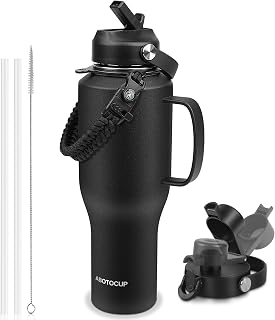 ABOTOCUP Water Bottle 40oz, Insulated Water Bottle with Straw Lids, Stainless Steel Water Bottles Fits in Any Car Cup Holder, Travel Cup Double Wall BPA-Free Leak-proof to Keep Cold &Hot