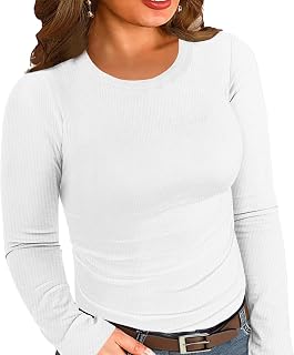 Chulianyouhuo Women Plus Size Tops Long Sleeve Ribbed Knit Shirts Basic Tee
