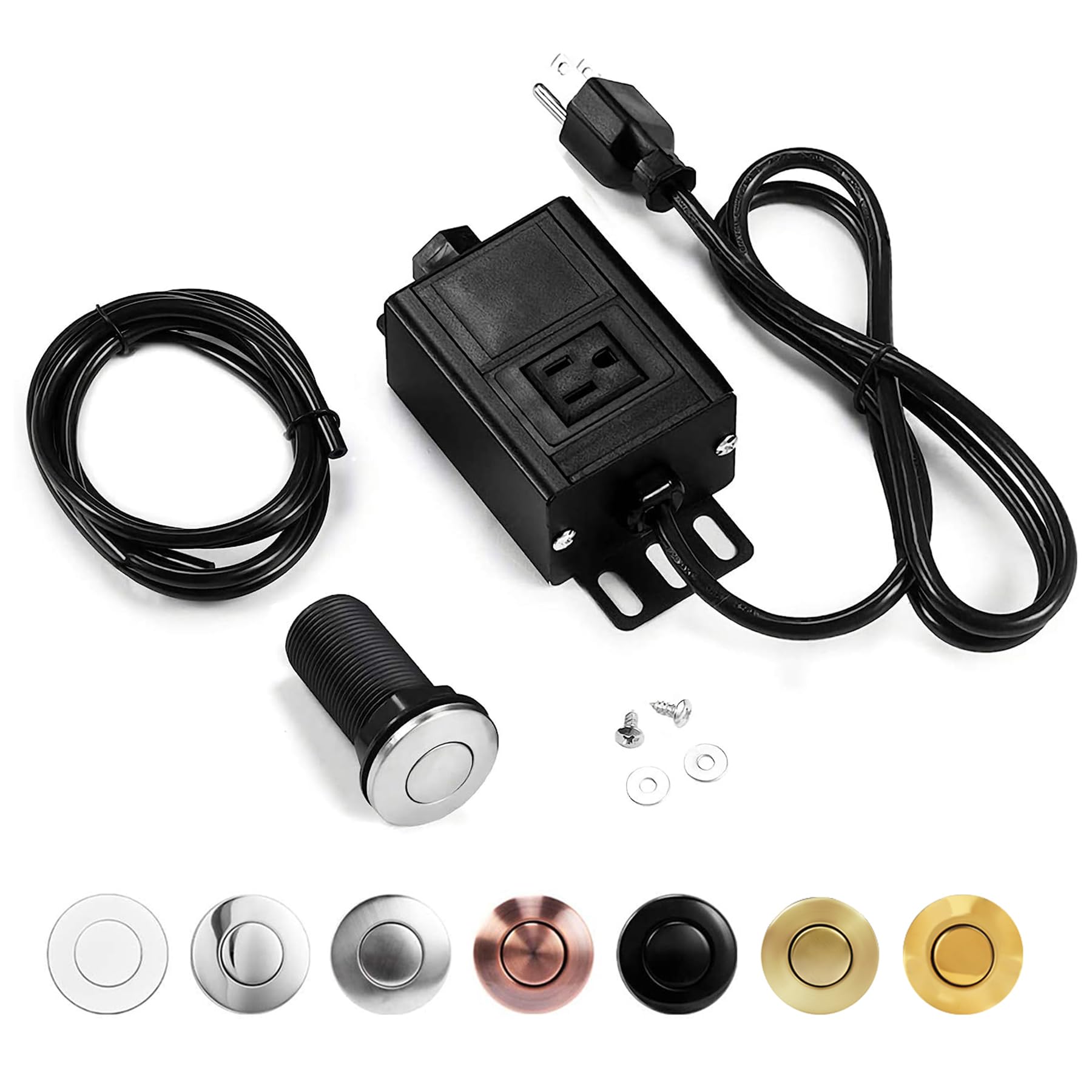 Sink Top Air Switch Kit Garbage Disposal Part by CLEESINK (LONG/3.5", Brushed Ni