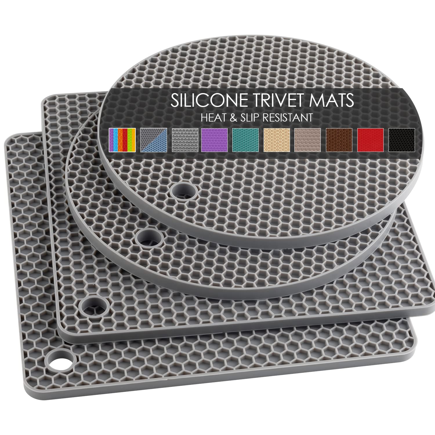 Silicone Trivet Mats, Silicone Pot Holders for Hot Pots and Pans, Heat Resistant