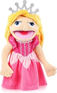 Role Play Hand Puppets Hand Plush Chef Doctor Fireman Pirate Detective Athlete Nurse Worker Hand Puppet Toys Puppets for Kids Storytelling Imaginative Pretend Play Teaching Preschool(Princess)