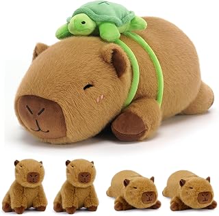 SQEQE Capybara Stuffed Animals with Babies, Soft Plush Pillow Toy