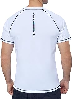 Mens Swim Shirt Short Sleeve Quick Dry UPF 50+ Sun Protection Rash Guard Beach Fishing T-Shirts