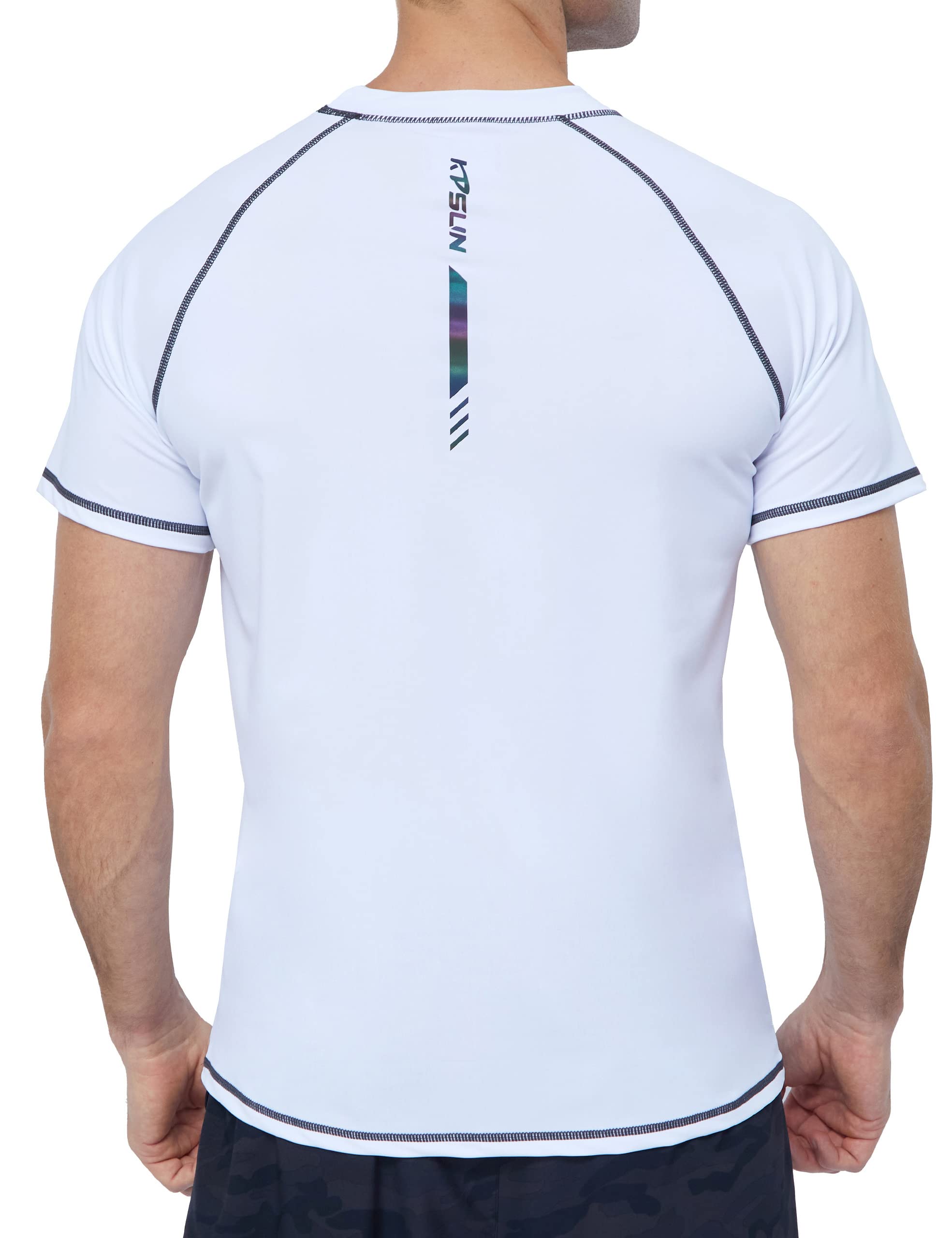 Mens Swim Shirt Short Sleeve Quick Dry UPF 50+ Sun Protection Rash Guard Beach F
