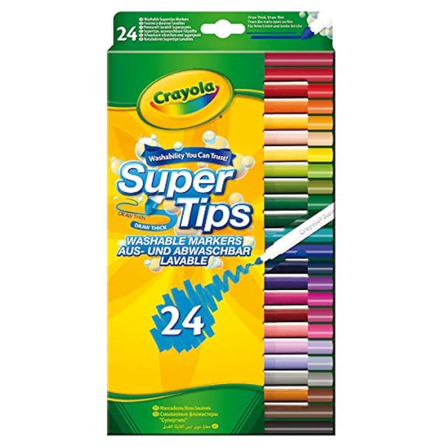 CRAYOLA SuperTips 24 Felt Tip Colouring Pens | 24 washable felt tip pens with ve