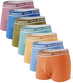 Separatec Men's Boxer Briefs Soft Cotton with Separate Bags Underwear 7 Pack Boxer Briefs Stylish Swimwear Multicolor