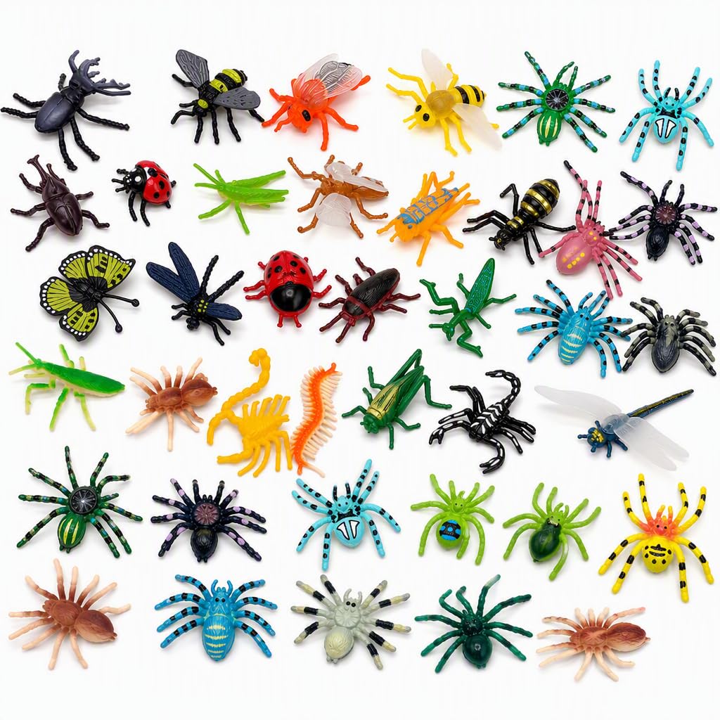 36Pcs Plastic Bugs, Fake Bugs Insects Set, Bug Toys Collection | Soft Rubber Mat
