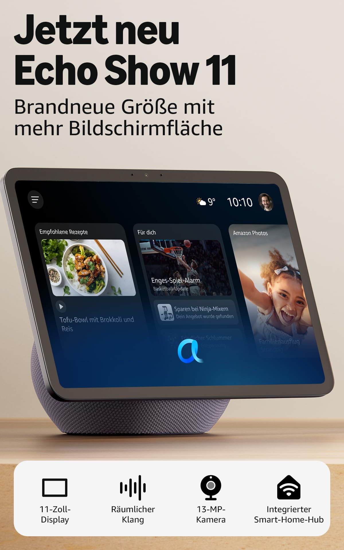 Amazon Echo Show 11 (newest gen), Vibrant Full-HD 11" display with more viewing 