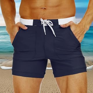 Men's Quick Dry Swim Shorts Beach Shorts with Pockets Mesh Lining Swimwear