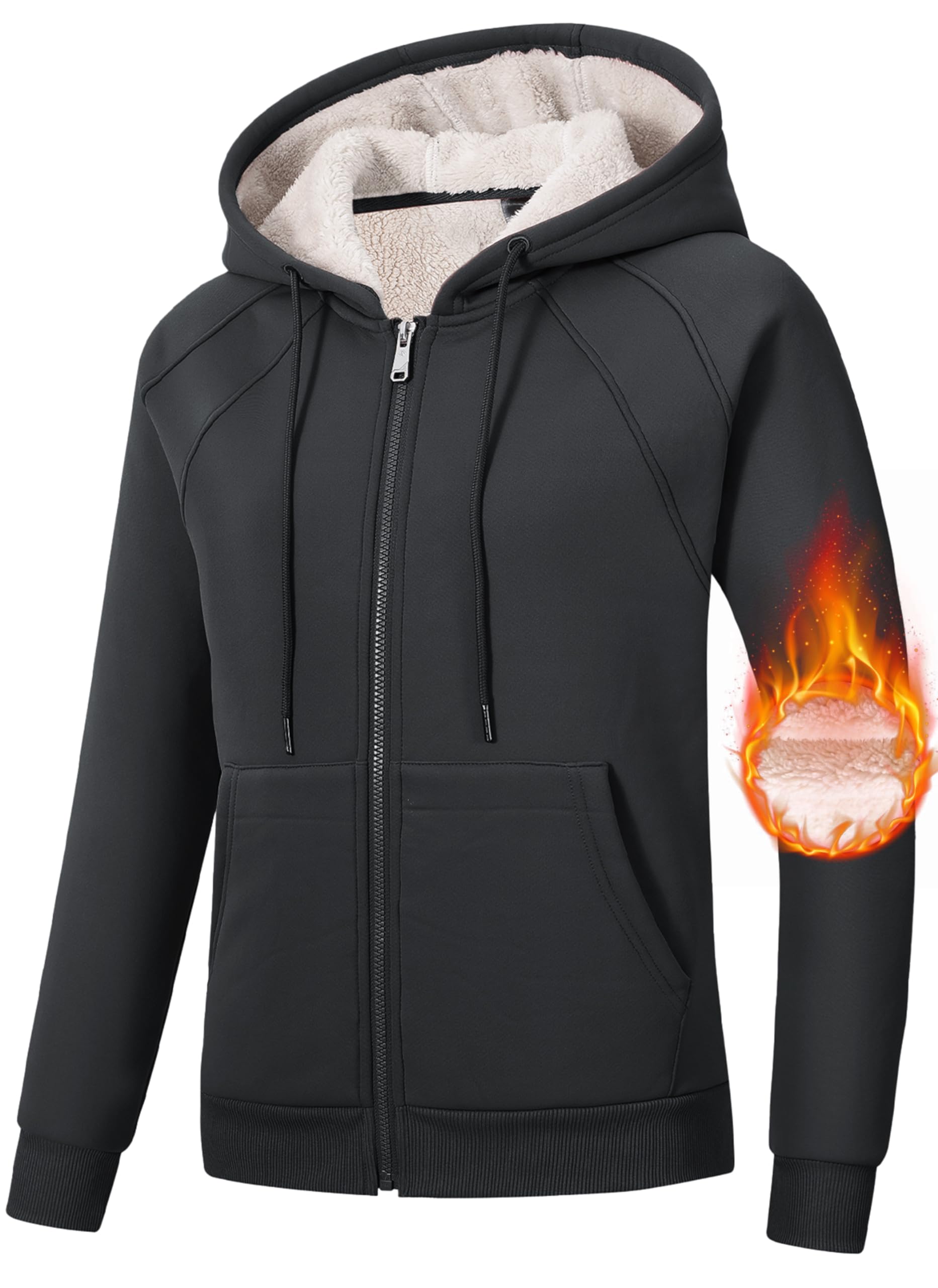 MoFiz Women Fleece Zipper Sweatshirt Warm Cozy Sherpa Lined Ladies Winter Hoodie