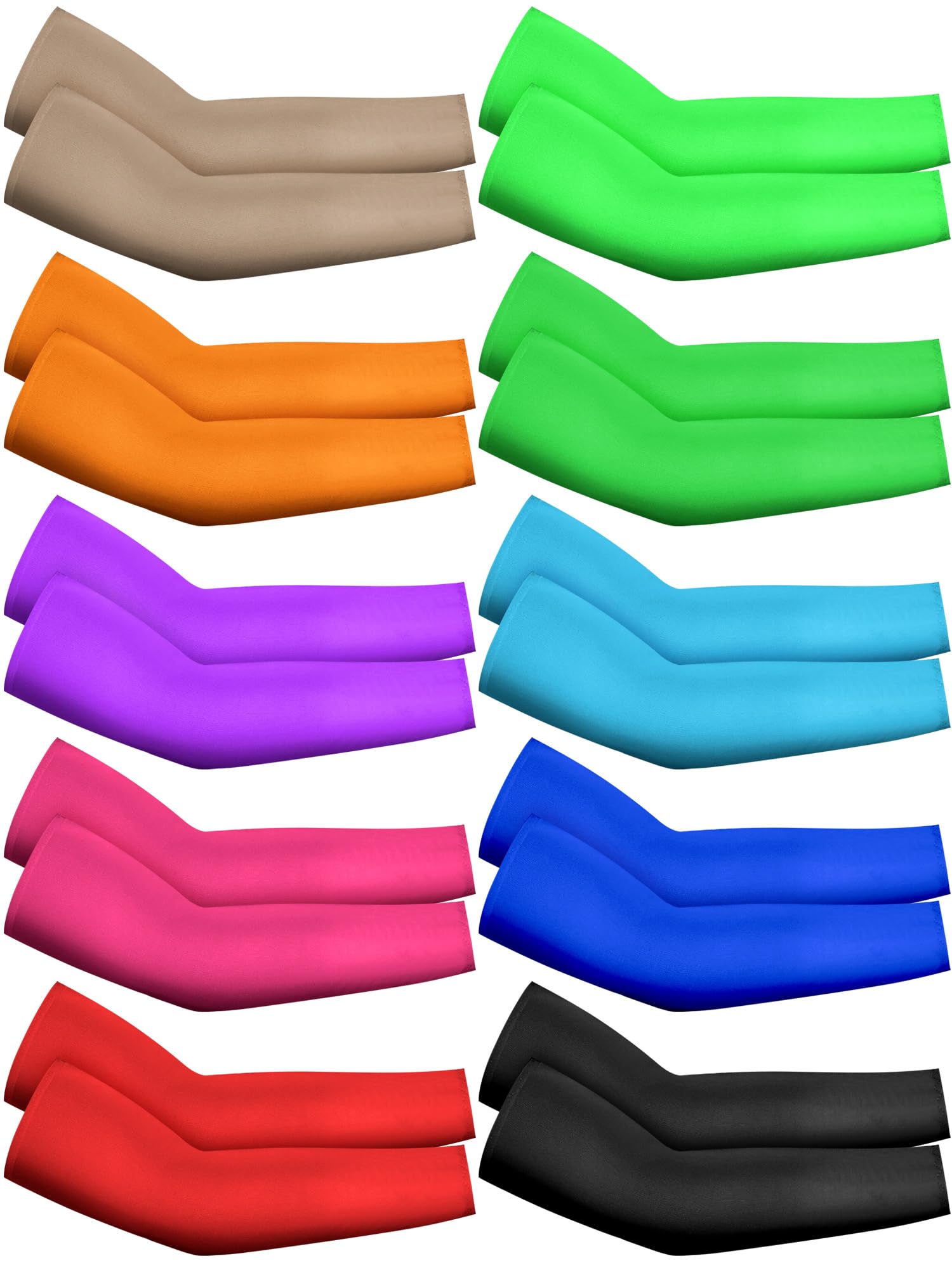 Geyoga 10 Pairs Kids Arm Sleeves UV Protection UV Protection Arm Sleeves for Bas
