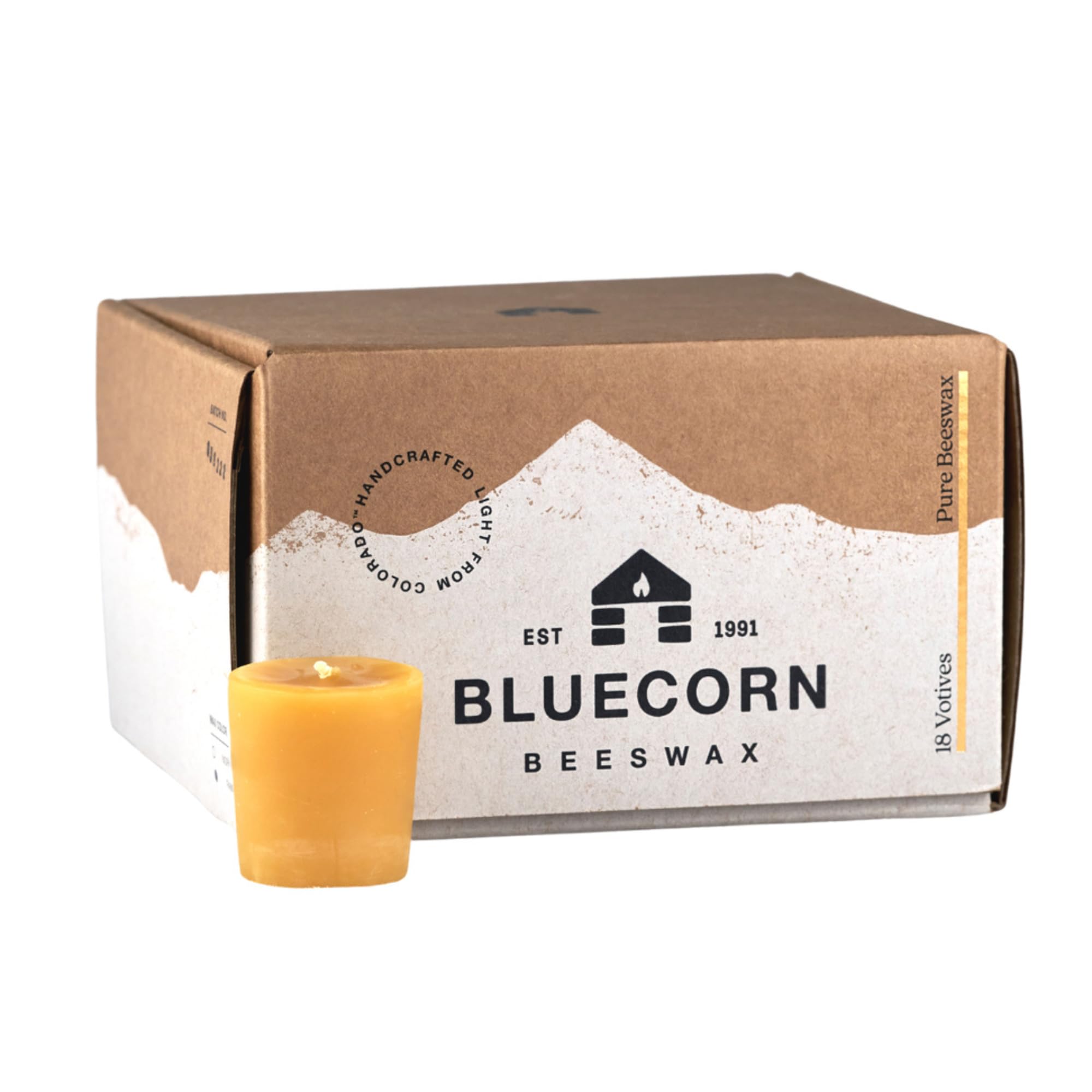 Bluecorn Beeswax Votive Candles, Raw Yellow, 18 Pack | 100% Pure Natural Bees Wa