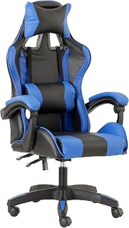 Baroni Home Gaming Chair, Ergonomic Office Chair with Adjustable Backrest, Headrest and Lumbar Support, Blue