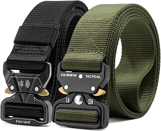 Fairwin Tactical Belt Military Style Webbing Rigger Belt Lightweight Heavy Duty Metal Buckle