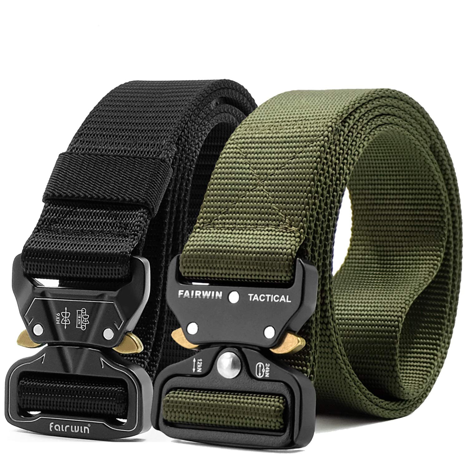Fairwin Tactical Belt Military Style Webbing Rigger Belt Lightweight Heavy Duty 