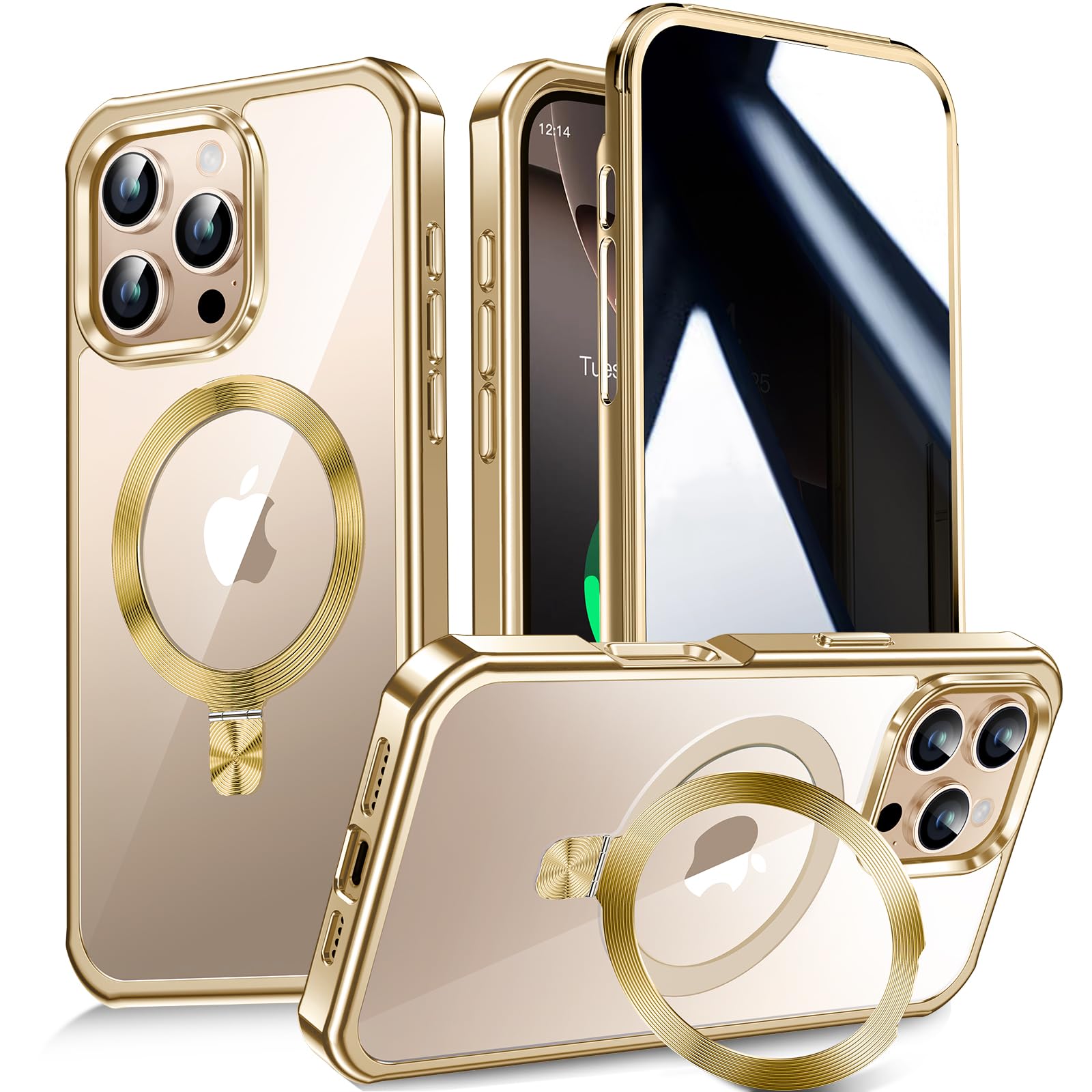 Magnetic Privacy Case for iPhone 16 Pro Max Case with Ring Stand, 6.9''