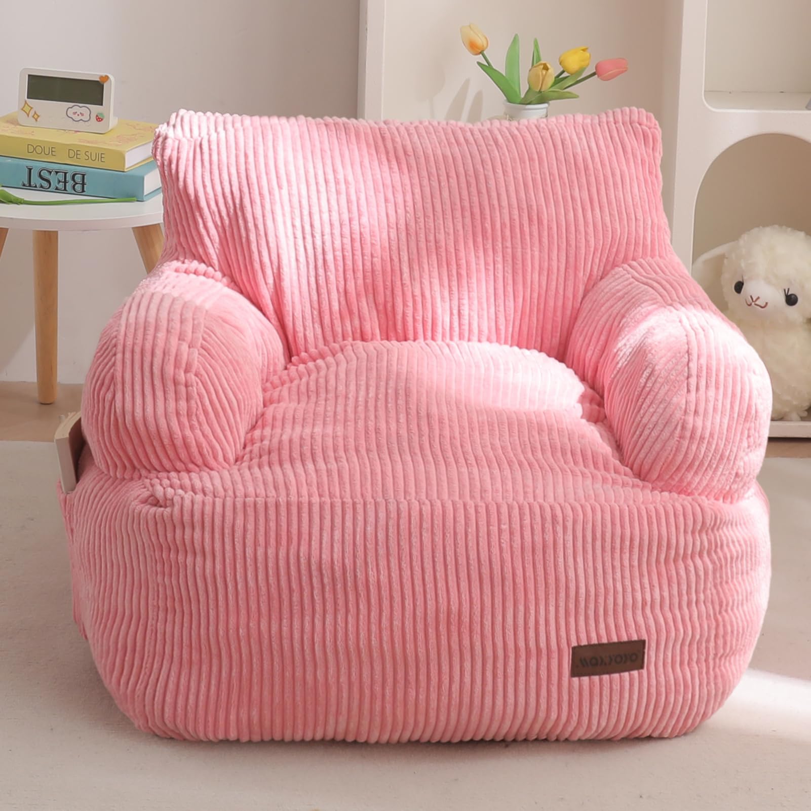 MAXYOYO Kids Bean Bag Chair, Stuffed Toddler Bean Bag Sofa with Armreast | Lazy 