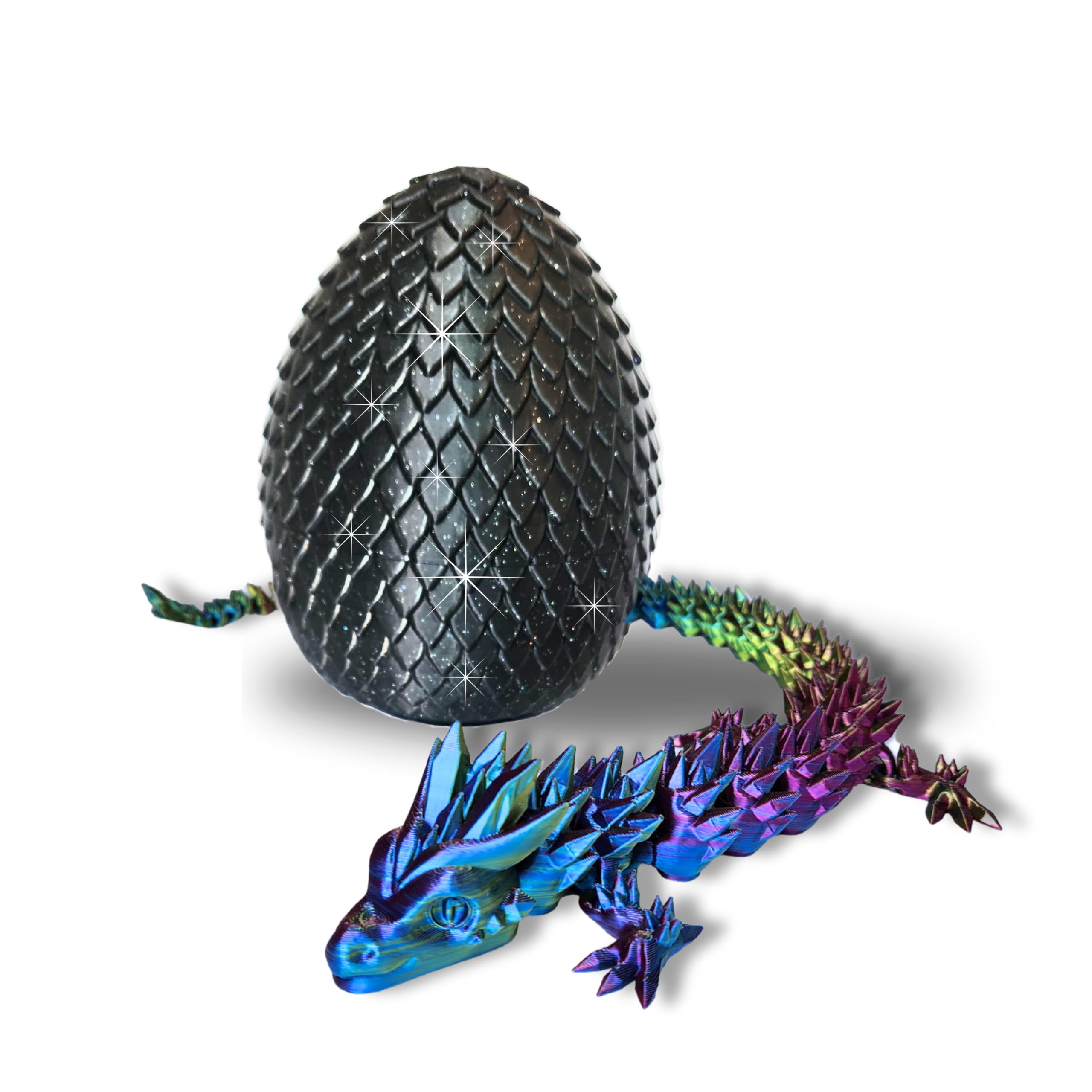 Amerimaker 20" Articulated 3D Printed Dragon with Surprise Egg – Flexible Fidget