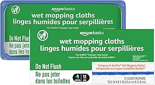 Amazon Basics Wet Mopping Cloth Refills, Multi-Surface Floor Cleaning, Fresh Scent, Low Streak, Disposable, 24 Count (Fits Swiffer Sweeper Mop Heads)