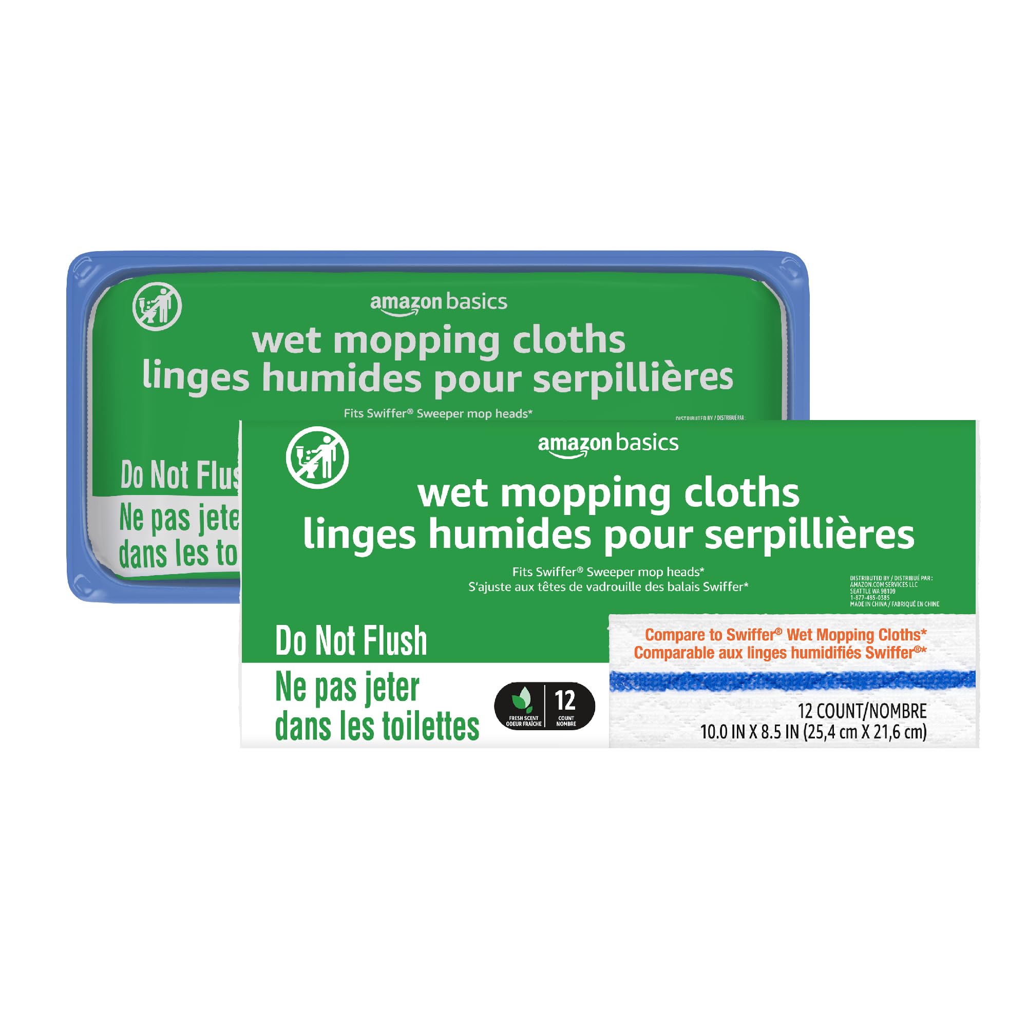 Amazon Basics Wet Mopping Cloth Refills, Multi-Surface Floor Cleaning, Fresh Sce