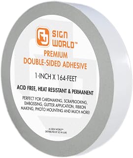 AJ Sign World Best 1" Ultra-Thin Permanent Double-Sided Tape for Arts, Crafts, Photography, Scrapbooking, Tear-by-Hand, Paper Backing (1-Inch by 164-Feet/55 Yards)
