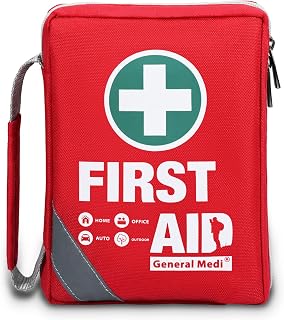 General Medi First Aid Kit - Small Compact Bag (175 Piece) | Reflective Bag Design, Includes Instant Cold Pack, Emergency Blanket, For Travel, Home, Office, Vehicle, Camping