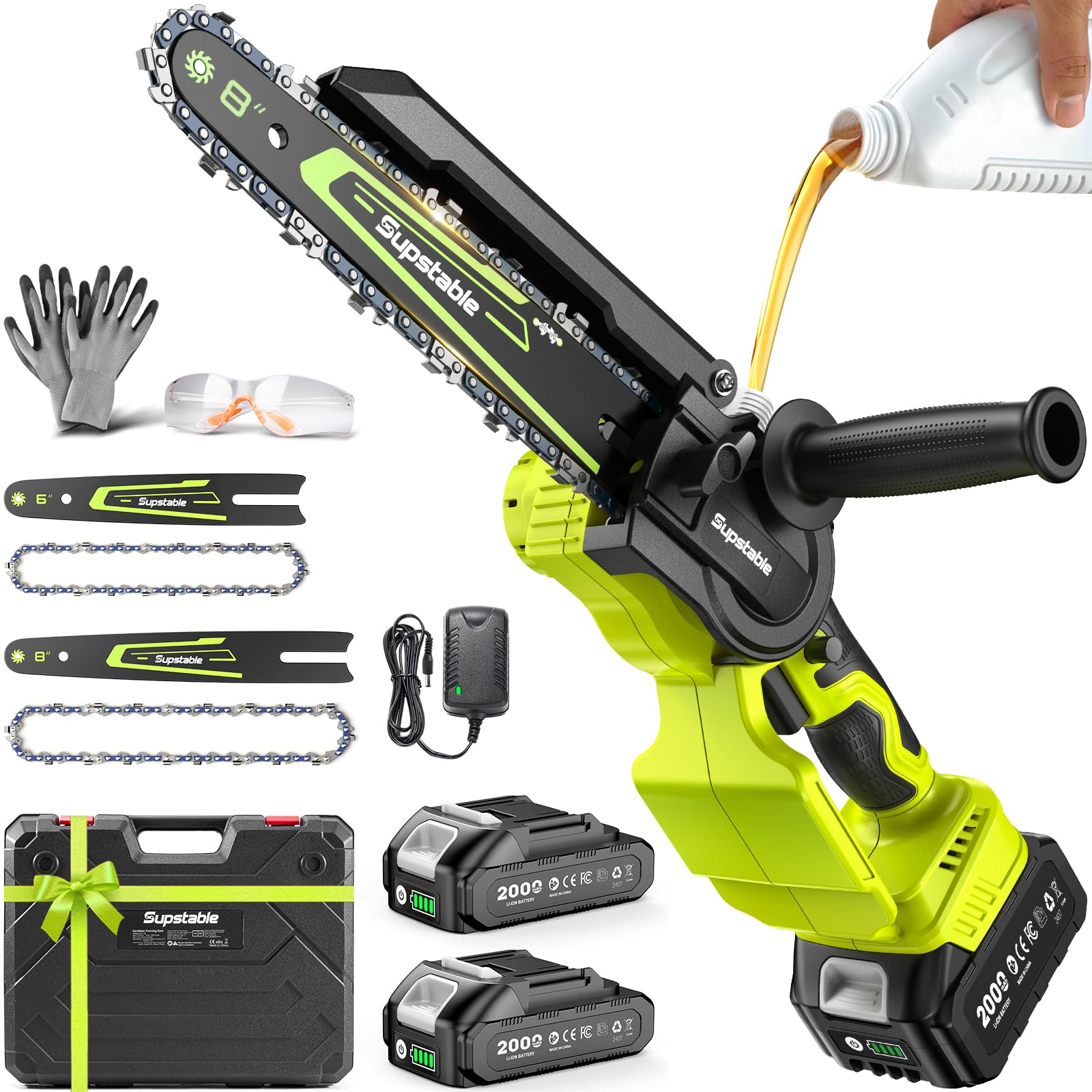 Mini Chainsaw Cordless, 8 Inch & 6 Inch Electric Chainsaw Battery Powered, 1000W