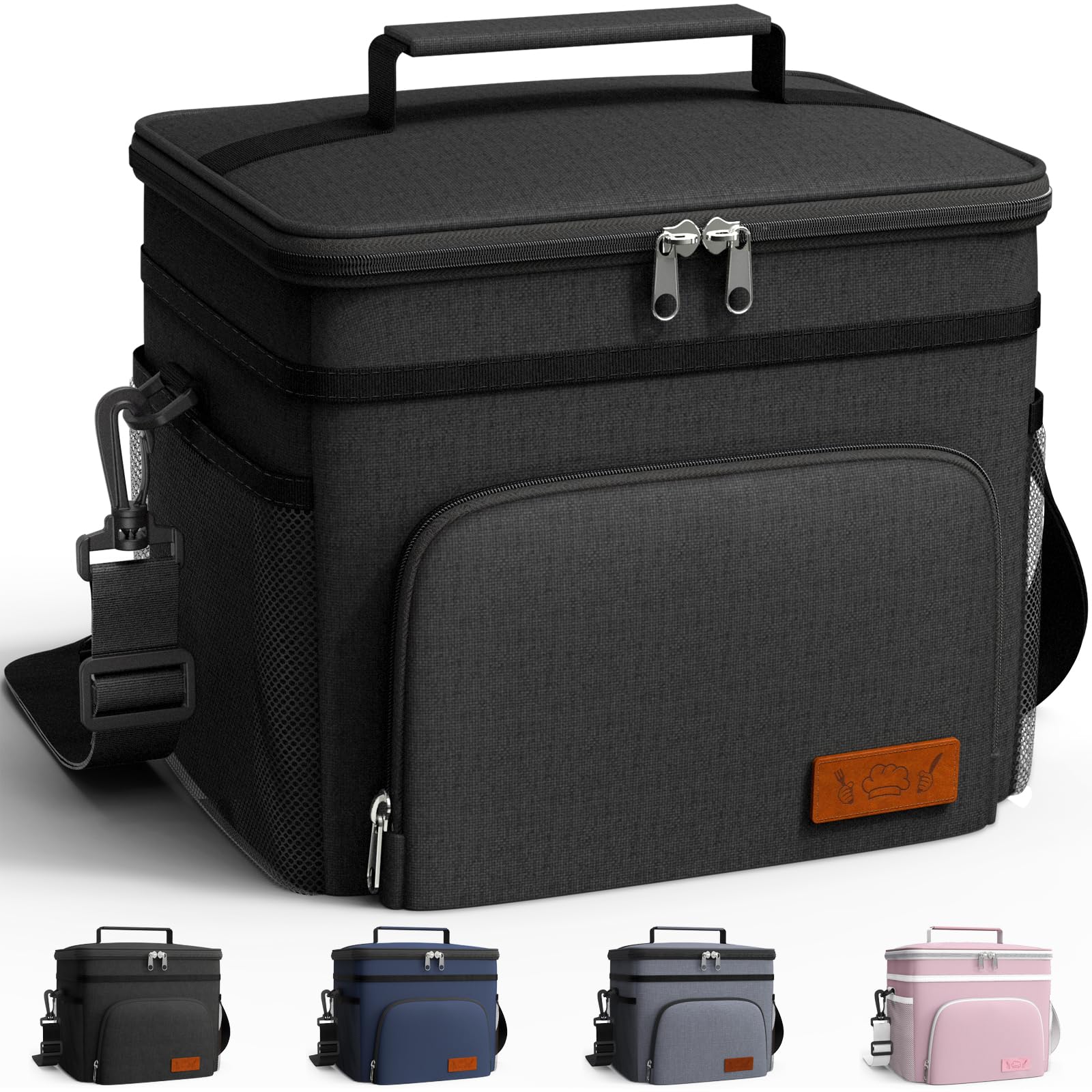 HOTOR Insulated Lunch Box Men Women Leak-Proof Cooler Lunch Bag 9L | 4 Pockets, 
