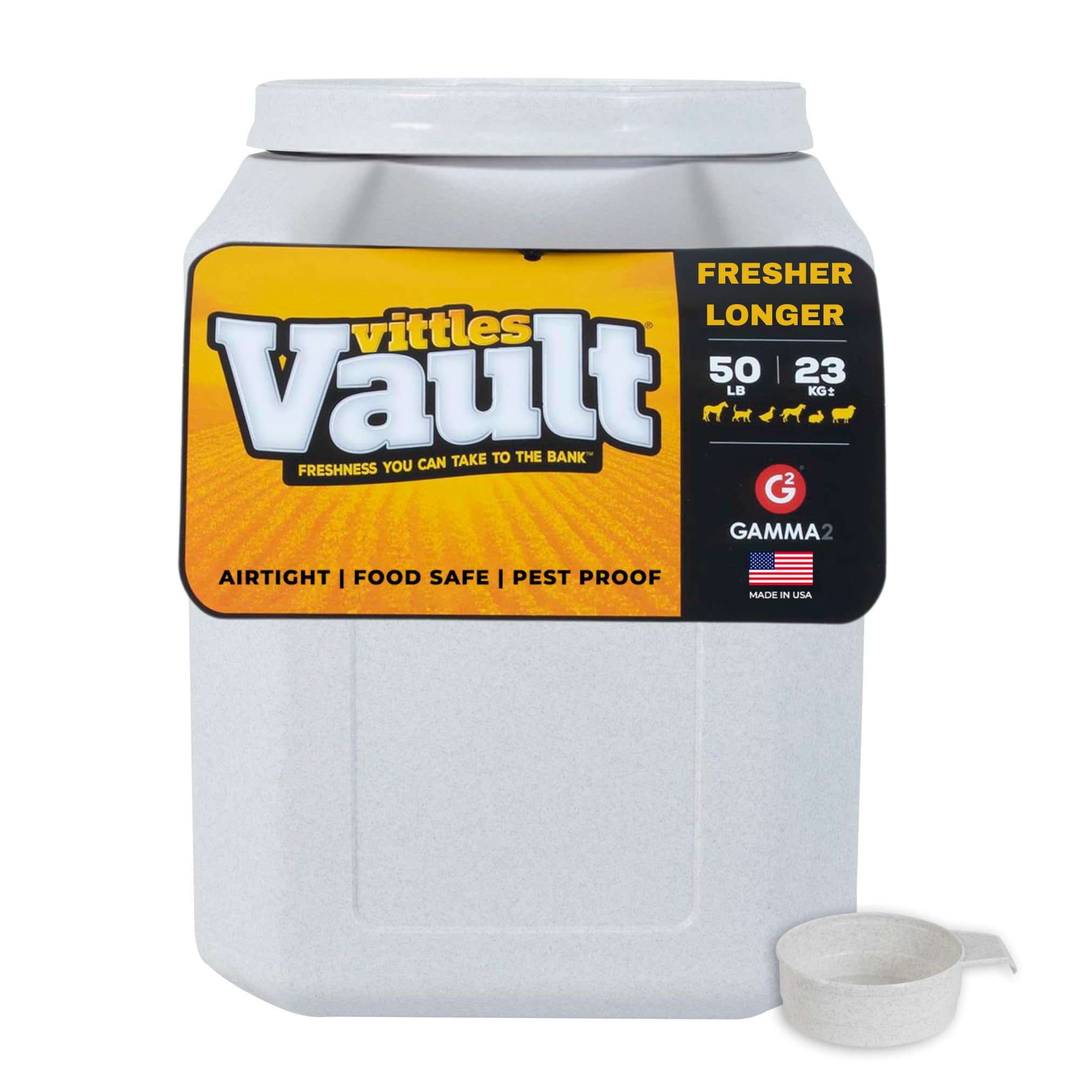 Vittles Vault Airtight Pet Food Storage Container + Scoop, Fits Up to 50lbs | St