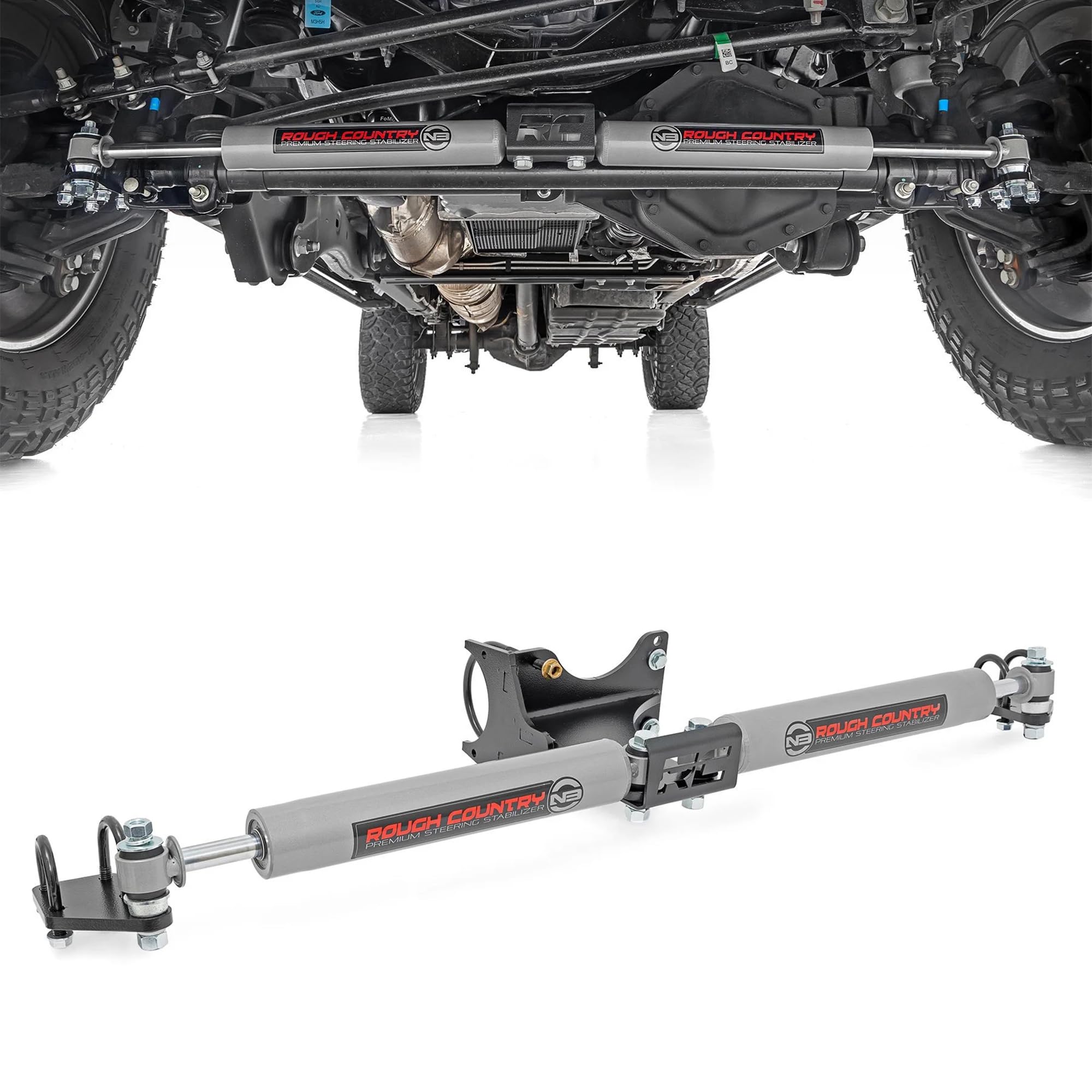 Rough Country N3 Dual Steering Stabilizer for 05-24 Ford Super Duty - 8749130