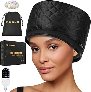 TEPENAR Hair Steamer for Deep Conditioning: Upgraded Heat Cap with 10-Level Fast Heating 3 Time Settings for Natural Hair Portable Thermal Steam Cap for Home Hair Treatment