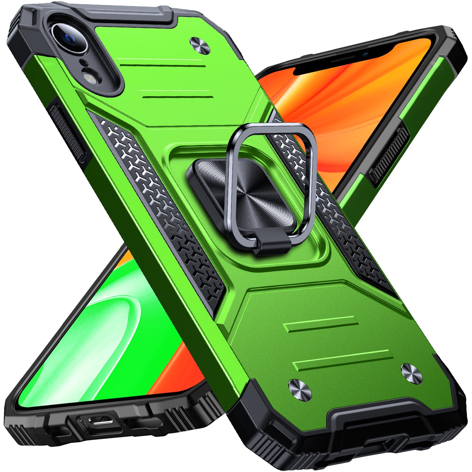 Anqrp Heavy Duty Case for iPhone XR Case with Enhanced Ring Holder Grip Stand, M