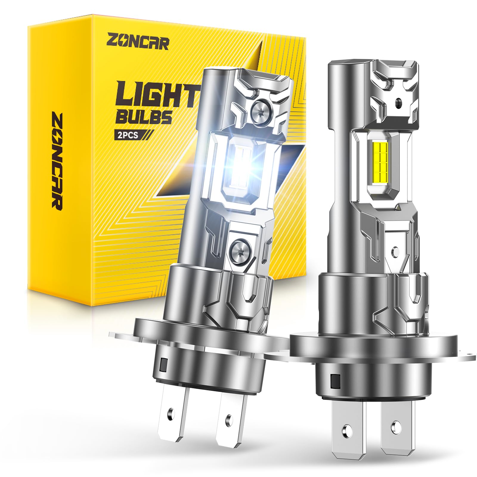 ZonCar H7 Light Bulbs, 8X Ultra Brightness 60,000LM h7 Lights, 6500K Cool White 
