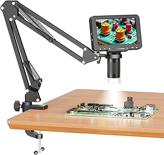 Aikokkl 5" LCD Digital Soldering Microscope for PCB Repair with C-Clamp | For soldering checks and electronics repair; C-clamp keeps both hands free, and the screen works without a computer.