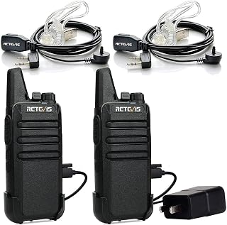 Retevis RT22 Walkie Talkie Long Range Rechargeable 16 Channel FRS Mini Hands-free Two Way Radio with Headsets(1 Pair)