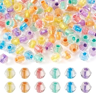 200 Pcs 4.5 mm Crystal Bicone Beads, Transparent Style Pink Crystal Faceted Glass Beads, Loose Spacer Bicone Beads for DIY Jewelry, Bracelets, Necklaces